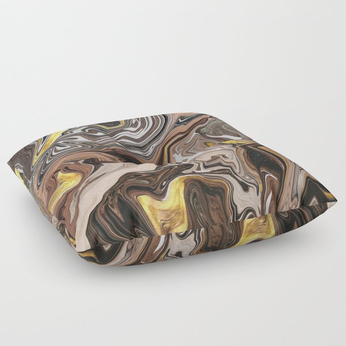 Brown Melted Marble With Gold I Floor Pillow