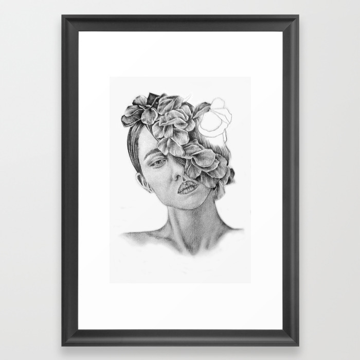 Art Pencil Drawing Illustration Portrait Model Flowers