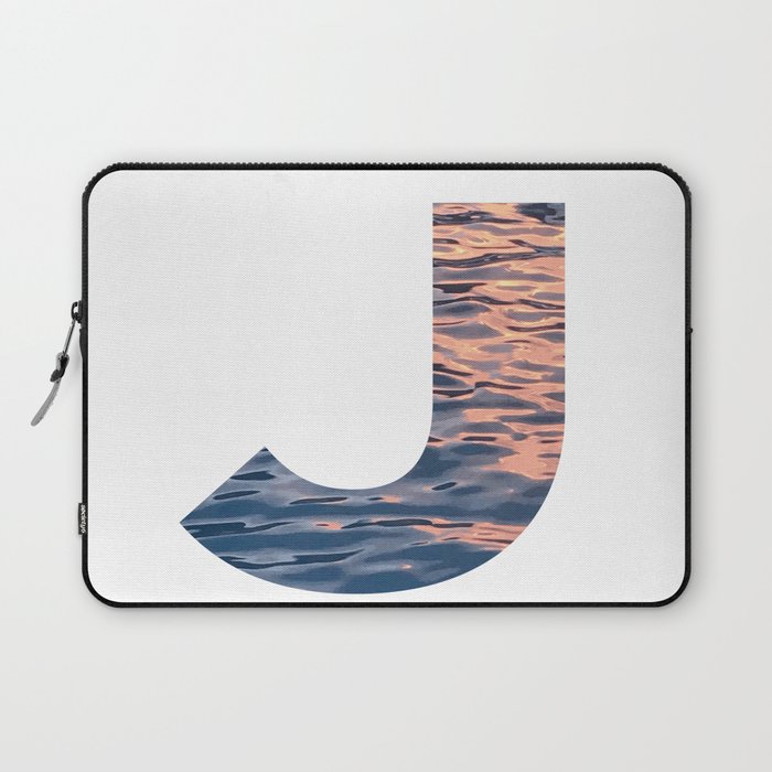 "J" Initial Water Laptop Sleeve