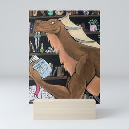 reading dragon Mini Art Print