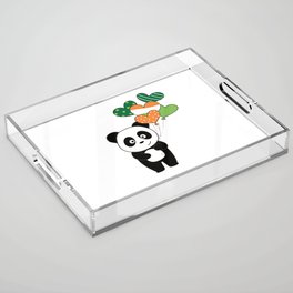 Panda With Ireland Balloons Cute Animals Happiness Acrylic Tray