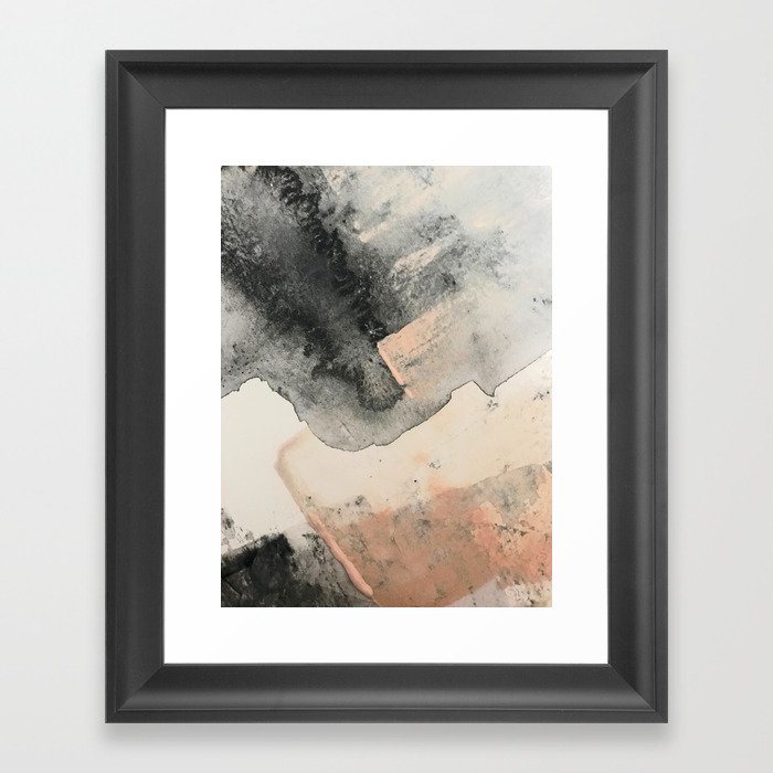 Peace and Quiet [2]: a pretty, minimal abstract piece in gray and peach by Alyssa Hamilton Art Framed Art Print