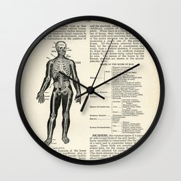 Vintage Dictionary Page Anatomy Skeleton  Wall Clock