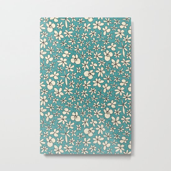 garland flowers blue Metal Print
