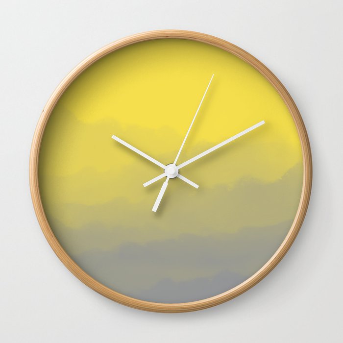 Pantone Ultimate Gray and Illuminating Watercolor Ombre (gray/yellow) Wall Clock