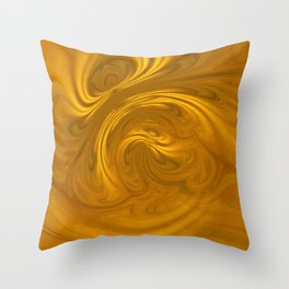 Golden Magma Fire Current - gold brown bronze spirals Throw Pillow
