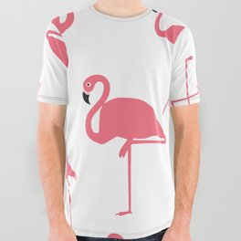Tropical Bird Flamingos seamless pattern - Pink  All Over Graphic Tee