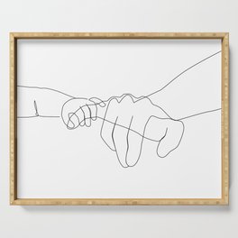 Father and Baby Pinky Swear / hand line drawing  Serving Tray