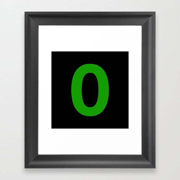Number 0 (Green & Black) Framed Art Print