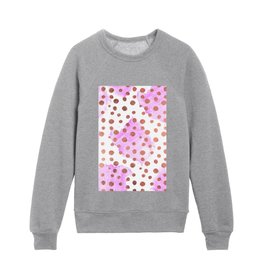 Abstract Elegant Rose Gold Pink Watercolor Polka Dots Kids Crewneck