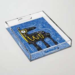 Black Llama Blue Street Art Graffiti Acrylic Tray