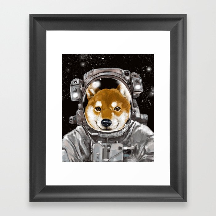 Astronaut Shiba Inu Framed Art Print