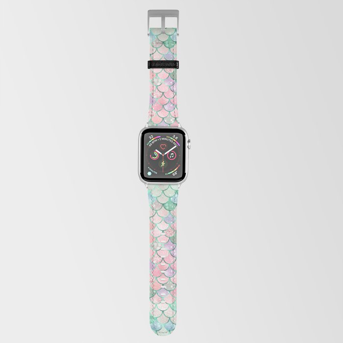 Pink Green Mermaid Pattern Metallic Glitter Apple Watch Band