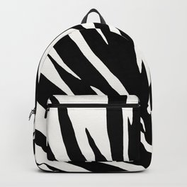Black and White Curved Palm Frond Ink Drawing Backpack