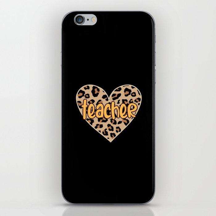 Teacher leopard heart for female teacher iPhone Skin