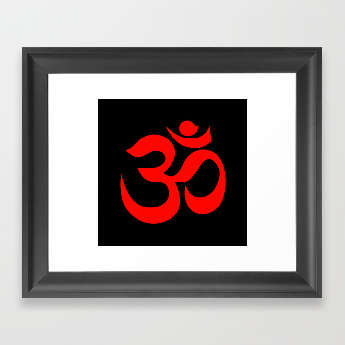 Red Aum / Om Reiki symbol on black background Framed Art Print by Cristina  Veli | Society6