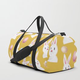 Easter Bunny And Eggs Pattern- Mustard Yellow Duffle Bag