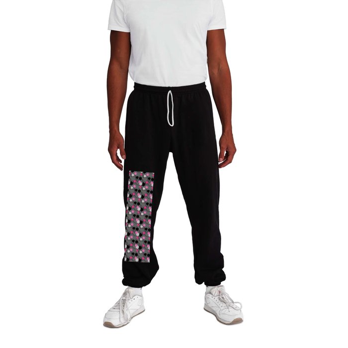Spring Silver 3D Pink Damask Floral Collection Sweatpants