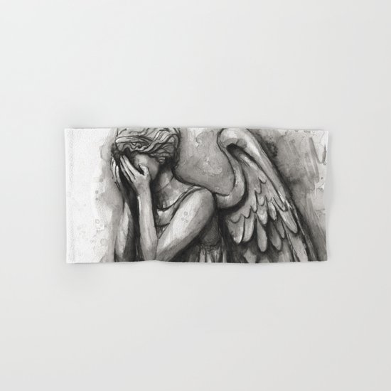 Weeping Angel Watercolor Doctor Who Art Hand & Bath Towel