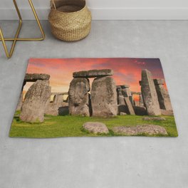 Great Britain Photography - Stonehenge Under The Beautiful Sunset Area & Throw Rug