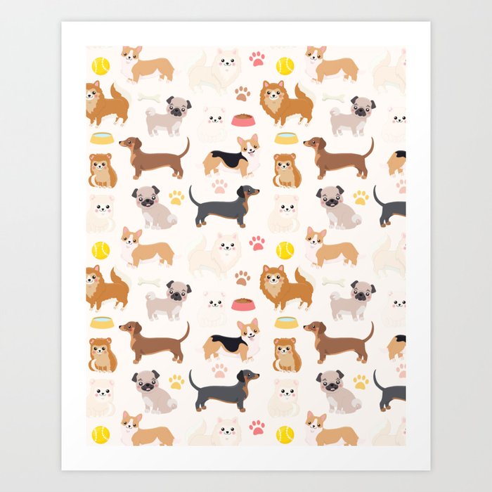 Cute Dog Pattern Art Print