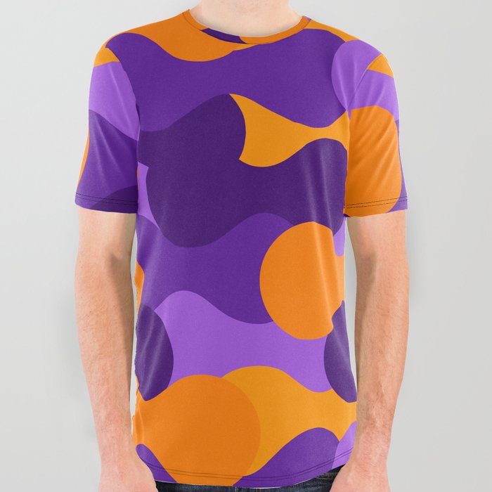 Cool Abstract Shape Art - yellow and purple All Over Graphic Tee