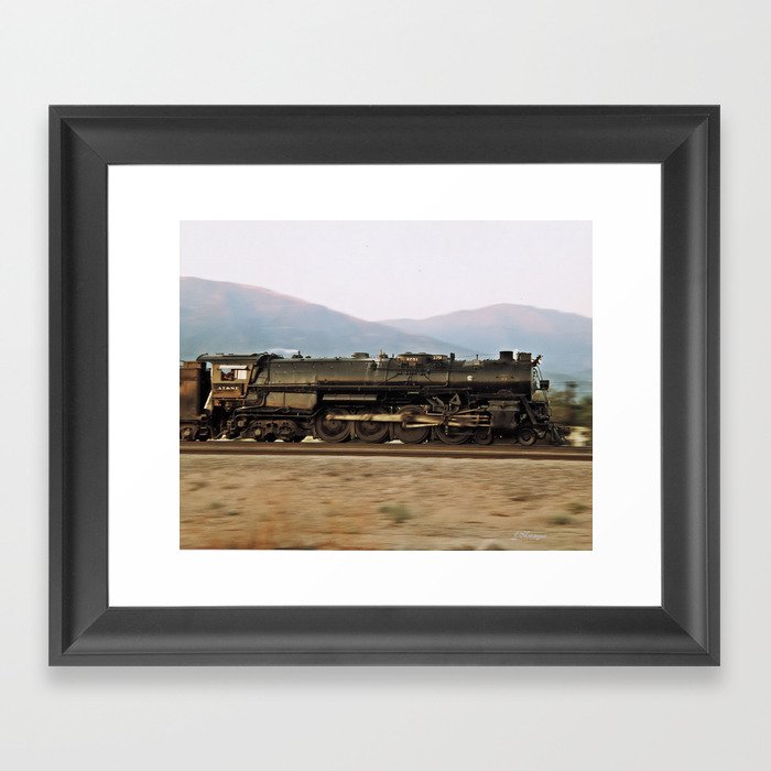 Steam Train Locomotive. Santa Fe 3751. © J. Montague. Framed Art Print
