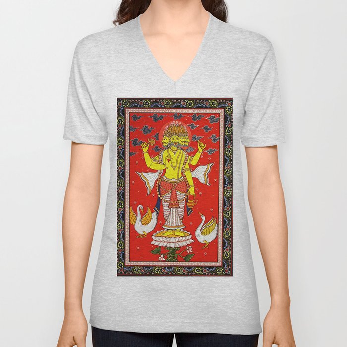 Hindu Lord Brahma 1 V Neck T Shirt