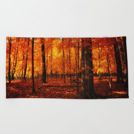 Fall Trees (orange) Beach Towel