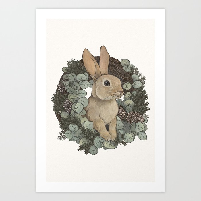 winter rabbit Art Print