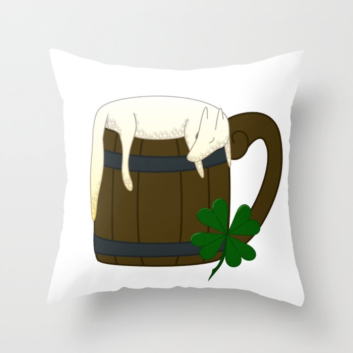 Beer Foam Puppy Throw Pillow