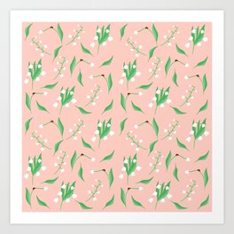 lily of the valley and ladybird pink pattern Art Print