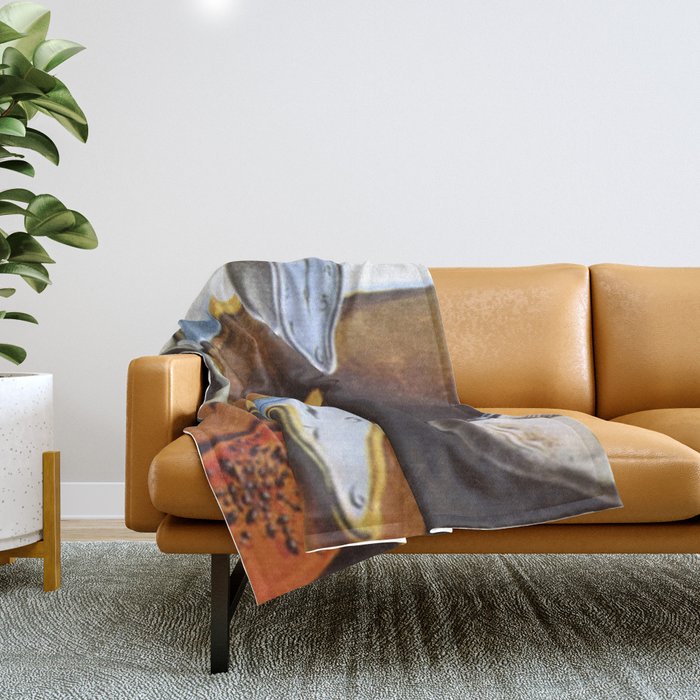 Dali Melting Clock Digital Painting  Throw Blanket
