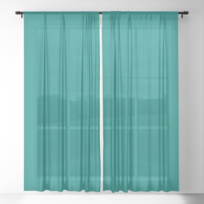 Dark Turquoise Solid Color Pairs Pantone Ocean Floor 17-5440 TCX Shades of Blue-green Hues Sheer Curtain