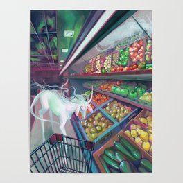 Unicorn in Grocery Store Poster