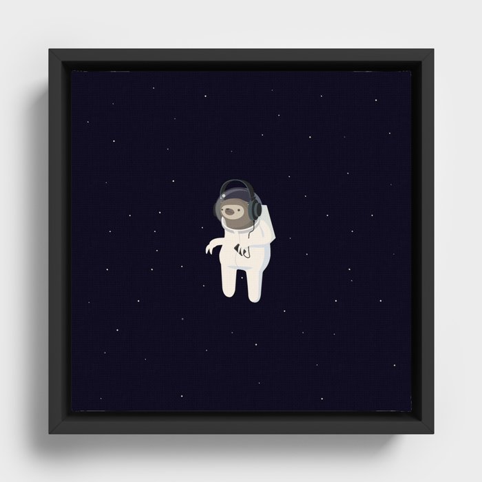 Astronaut Sloth Framed Canvas