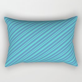 [ Thumbnail: Turquoise & Blue Colored Striped/Lined Pattern Rectangular Pillow ]