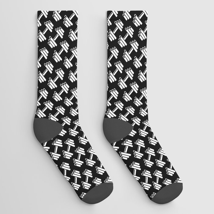 Dumbbellicious inverted / Black and white dumbbell pattern Socks