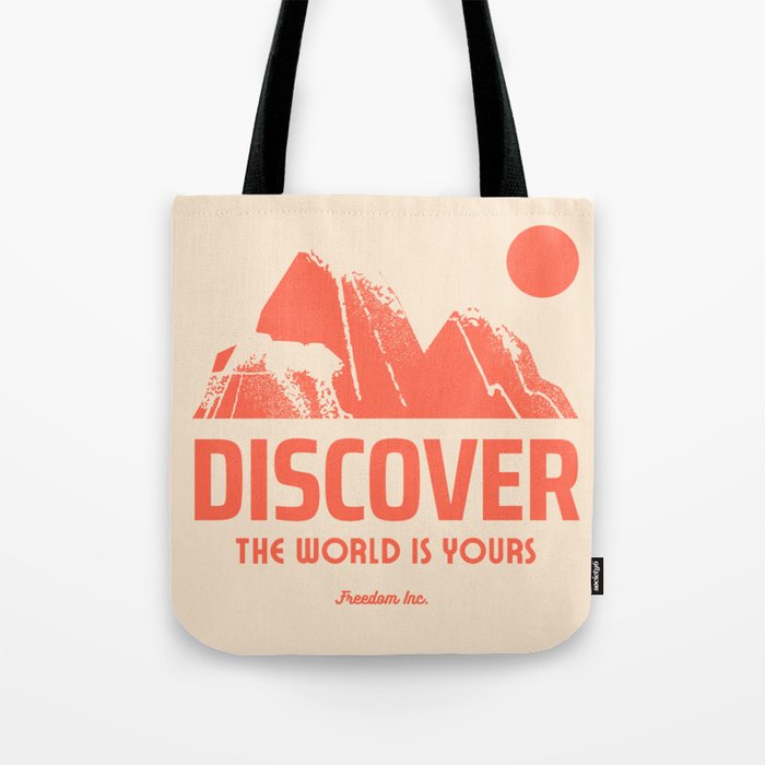 Discover - The World is Yours | Illustrated Typography Design Tote Bag