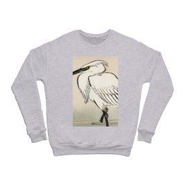 White Egret Traditional Japanese Wildlife Crewneck Sweatshirt