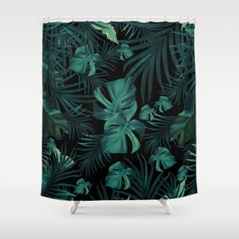 Tropical Jungle Night Leaves Pattern #1 (2020 Edition) #tropical #decor #art #society6 Shower Curtain