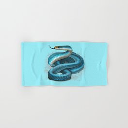 Blue racer snake scientific illustration art print Hand & Bath Towel