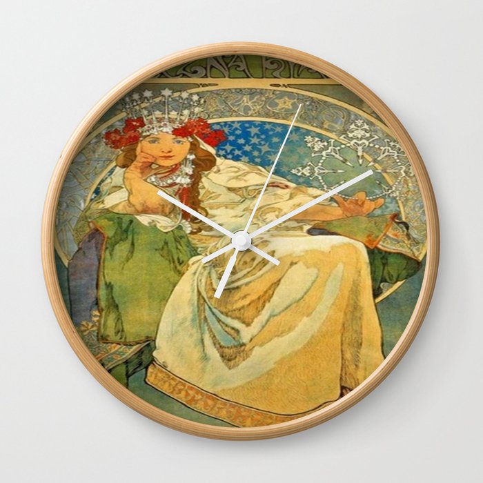 Alphonse Mucha Princess Hyacinth (1860 – 1939)  Wall Clock
