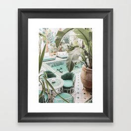 Travel Photography Art Print | Tropical Plant Leaves In Marrakech Photo | Green Pool Interior Design Framed Art Print