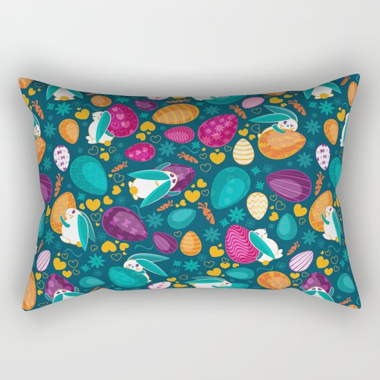 Busy Easter Bunnies Rectangular Pillow