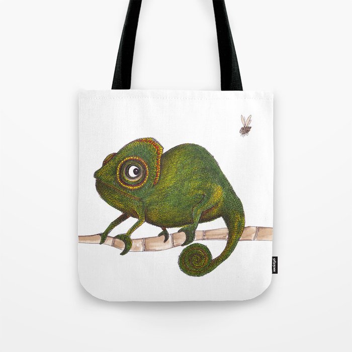 Chameleon vs fly Tote Bag