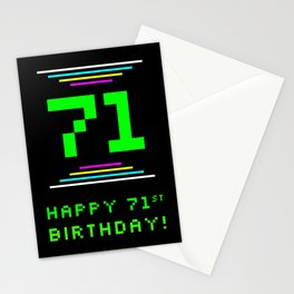 [ Thumbnail: 71st Birthday - Nerdy Geeky Pixelated 8-Bit Computing Graphics Inspired Look Stationery Cards ]