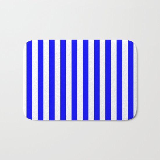 Vertical Stripes (Blue/White) Bath Mat