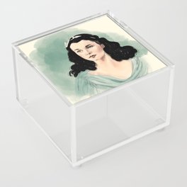 Vivien Leigh // Movie Star, Old Hollywood, Golden Age, Silver Screen // Watercolor, Pencil Sketch Acrylic Box