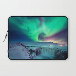 Aurora Borealis Over A Waterfall Laptop Sleeve